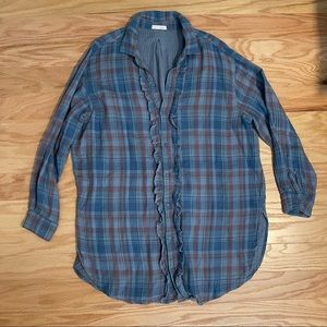 Free People Ruffle Button Up